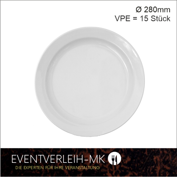 Dinnerteller, flach dm 28cm - (Weiss ohne Muster)
